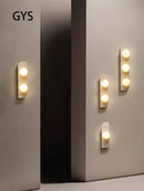 Axya Stone LED Wall Lamp, Bedroom Bedside Light, Round Bulb Fixture