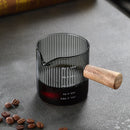 Axyaa Glass Espresso Milk Pitcher with Wood Handle