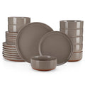Axyaa Sesame Glaze Stoneware Dinnerware Set - 12/24 Pcs Plates Set