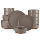 Axyaa Sesame Glaze Stoneware Dinnerware Set - 12/24 Pcs Plates Set