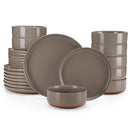 12/24pc Axyaa Sesame Glaze Stoneware Dinnerware Set - 4/6 Plates, Dessert & Bowl