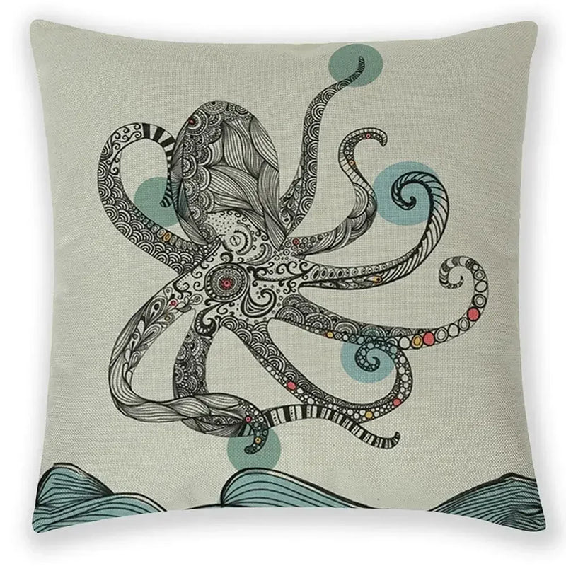 Axyaa Sea Animal Linen Pillow Case 45*45cm Home Decoration