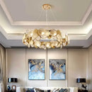 Gold Crystal Chandelier Ring Pendant LED Lamp for Luxe Living Room by Axyaa