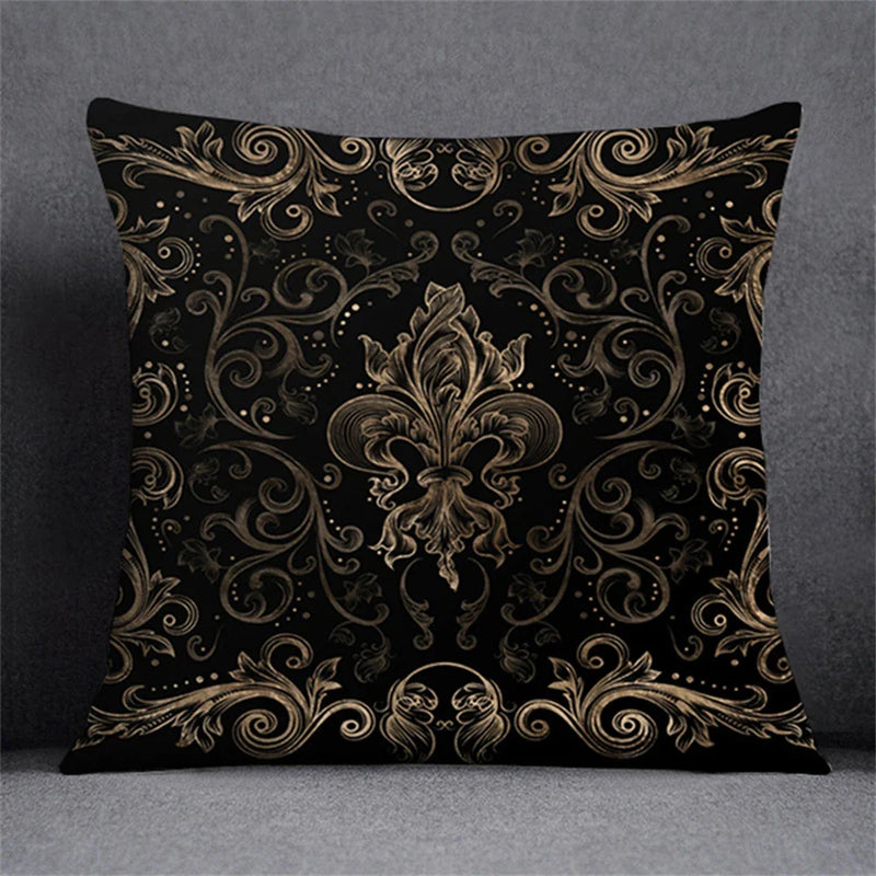 Axyaa Black Gold Plant Design Pillowcase for Elegant Home Decor