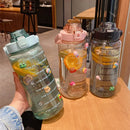 Axyaa Portable Straw Water Bottle with Time Marker - Large Capacity for Sports and Fitness