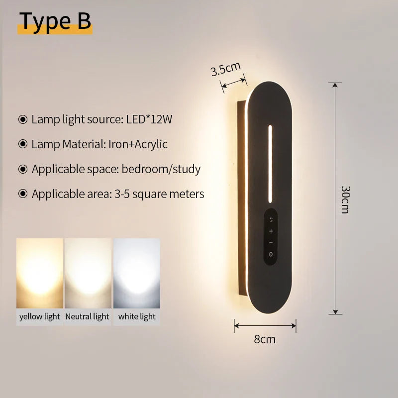 Modern LED Wall Sconce Light by Axyaa for Bedroom Living Room Black Wall Lamp