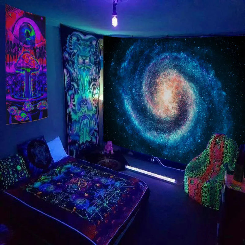 Axyaa Starry Space Tapestry Wall Hanging with Trees and Stars Design
