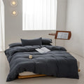 Axyaa Solid Color Washed Cotton Duvet Cover Set with Pillow Case
