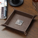 Axya Retro PU Leather Dice Rolling Tray & Key Storage Box