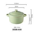 Ceramic 220ml Double Ear Bowl with Cover, Microwave & Oven Safe - Axyaa Brand