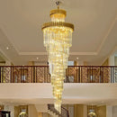 Axyaa Crystal Long Chandelier: Luxury Modern Black/Gold Fixture for Villa Living Room Staircase