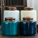 Axya Ceramic Tea Caddy with Metal Sealing Cover - Large Airtight Kitchen Storage Jar