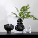 Axyaa Irregular Fold Pattern Ceramic Vase | Wavy Shape Flower Pot & Fruit Dish