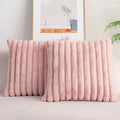 Axyaa Faux Rabbit Fur Cushion Cover | Soft Striped Pillowcase for Sofa Decor