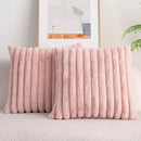 Axyaa Faux Rabbit Fur Cushion Cover | Soft Striped Pillowcase for Sofa Decor