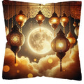 Axyaa Ramadan Pillow Cover: Fasting Lamp & Crescent Moon Design