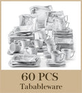 Axyaa Marble Grey Porcelain Tableware Set for 6, 30-Piece Dinnerware with Plate/Cup/Saucer