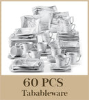 Axyaa Marble Grey Porcelain Tableware Set for 6, 30-Piece Dinnerware with Plate/Cup/Saucer