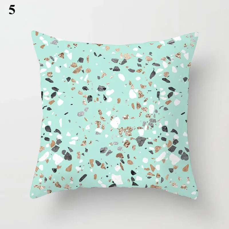 Axyaa Mint Green Blue Geometric Cushion Cover Modern Home Decor