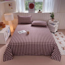 Axyaa Grid Striped Brushed Cotton Flat Sheet for Single Double Bed Top Linens