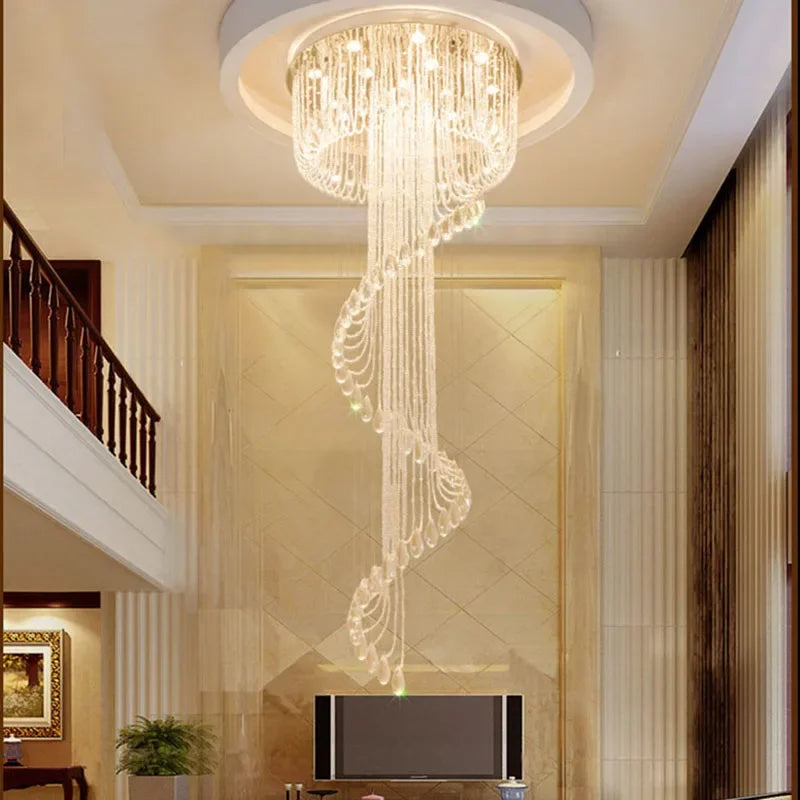 Modern Double Spiral Staircase Chandelier for Axyaa Home Decor