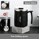 Axyaa Double-layer Insulated Coffee Mug with Folding Spoon