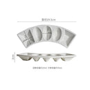 Axyaa Matte Stone Curved Plate: Patterned Ceramic Dessert Sushi Snack Molecular Cuisine Plate