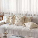 Axyaa White Tufted Embroidery Fringe Pillow Cover - 45x45cm