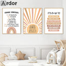 Axyaa Alphabet Number Rainbow Posters Spanish Education Canvas Wall Art Kids Room Decor