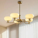Axyaa Cream Glass Chandelier: Nordic Retro Design Led Lustre Hanging Lamp