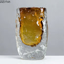 Axyaa Amber Wrinkle Glass Vase Hydroponics Floral Desk Decoration Artificial Flowers