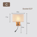 Axyaa Wood Iron LED Wall Lamp with Linen Lampshade for Bedroom and Aisle Lighting