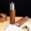 Axya Stainless Steel Cap Manual Grinder for Kitchen, Acacia Cylindrical Bottle with Ceramic Core