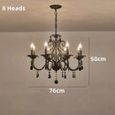 Axyaa Vintage Wrought Iron Chandelier with Clear Crystals