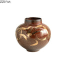 Axyaa Retro Red Ceramic Vase for Desk Decor and Flower Arrangement