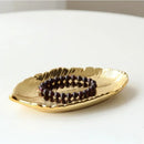 Axyaa Ceramic Leaf Jewelry Tray in Rose Gold and Silver