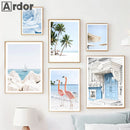 Axyaa Coconut Tree Floral Surfboard Canvas Art Nordic Poster for Living Room