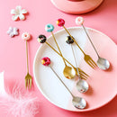 Axyaa Stainless Steel Donut Dessert Spoon and Fork Set