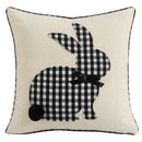 Axyaa Pink Floral White Floral Bunny Embroidered Cushion Cover