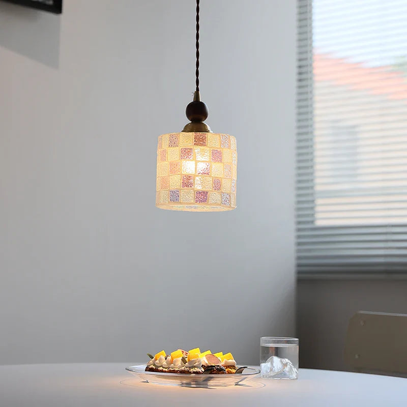 Axyaa Shell Glass LED Pendant Light: Modern Nordic Hanging Fixture for Home Decor