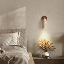 Axyaa Copper LED Wall Light Fixture Yellow Travertine Stone Bedside Lamp Wall Sconce