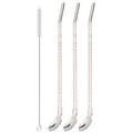 Axyaa Stainless Steel 2-in-1 Straw Spoon Set for Drinks & Coffee Cocktail Juice