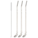 Axyaa Stainless Steel 2-in-1 Straw Spoon Set for Drinks & Coffee Cocktail Juice