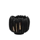 Axyaa Black Gold Resin Vase Crease Texture Abstract Craft Ornament Home Decor