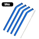Axyaa Green Glass Drinking Straw Set with Cleaning Brush - 5 Pack