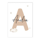 Axyaa Cute Bear Baby Name Wall Art Canvas Print Nursery Decor