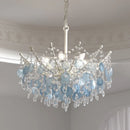 Axyaa Luxury Vintage Shell Crystal Chandelier in Blue/White