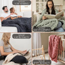 Chunky Knit Cream Chenille Throw Blanket for Living Room Decor by Axyaa