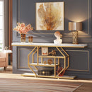 Axyaa Gold 4-Tier Console Table with Storage Shelf - Modern Sofa Entryway Accent