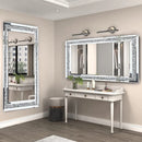 Axyaa Sparkly Silver Crushed Diamond Wall Mirror Crystal for Vanity and Dressing